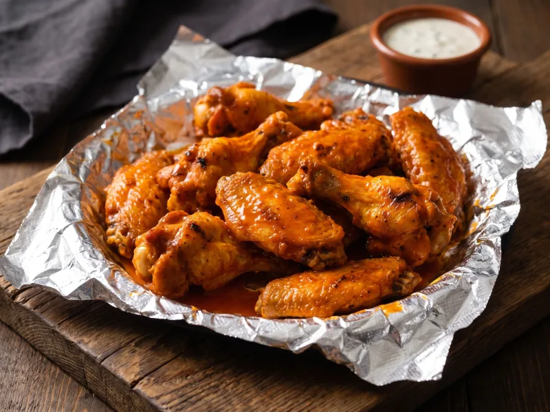 Bone-in buffalo wings with a side of ranch